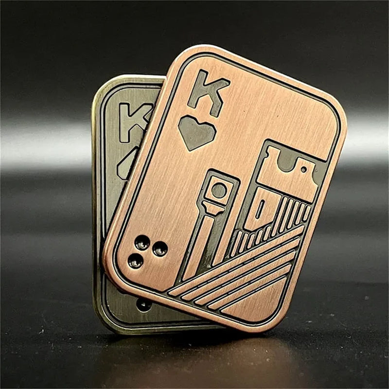 Novel Toys for Stress Relief Office Metal Poker Push Card Toy Antistress for Adults Rotate Top Gift KK anti Relieving Novelties