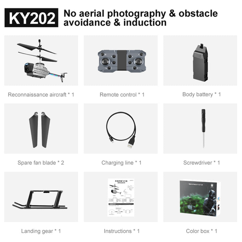 KY202 Black Bee 4CH 6-Axis 4K Dual Camera Air Gesture Obstacle Avoidance Intelligent Hover RC Helicopter RTF