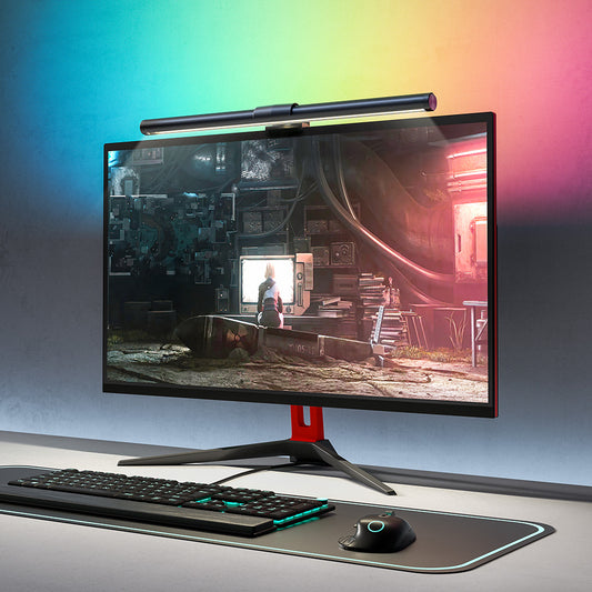 ® BW-CML2 RGB Gaming Monitor Light Bar Dual Light Source 300-1000Lux Adjustable Cool/Mix/Warm Light Color Temperature Eye Protection Anti-Glare USB E-Reading Light Touch Control for Home Office PC Computer