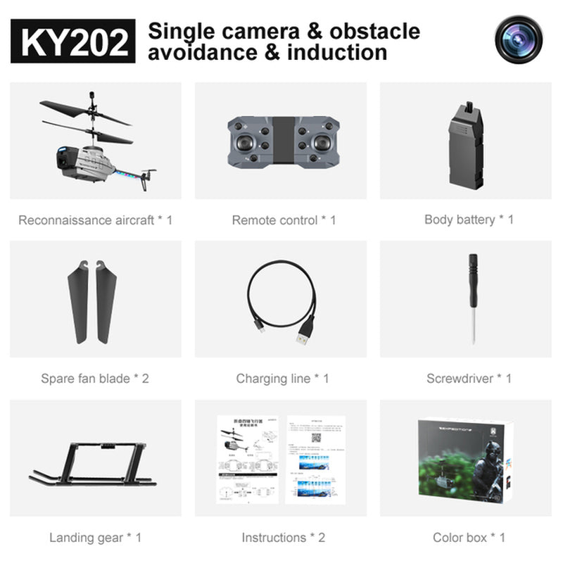 KY202 Black Bee 4CH 6-Axis 4K Dual Camera Air Gesture Obstacle Avoidance Intelligent Hover RC Helicopter RTF