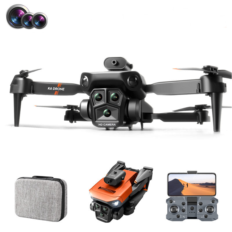 K6 MAX Upgrade Three Camera Wifi FPV with 4K ESC 3 Lens 360° Obstacle Avoidance Optical Flow Positioning Foldable RC Drone Quadcopter RTF