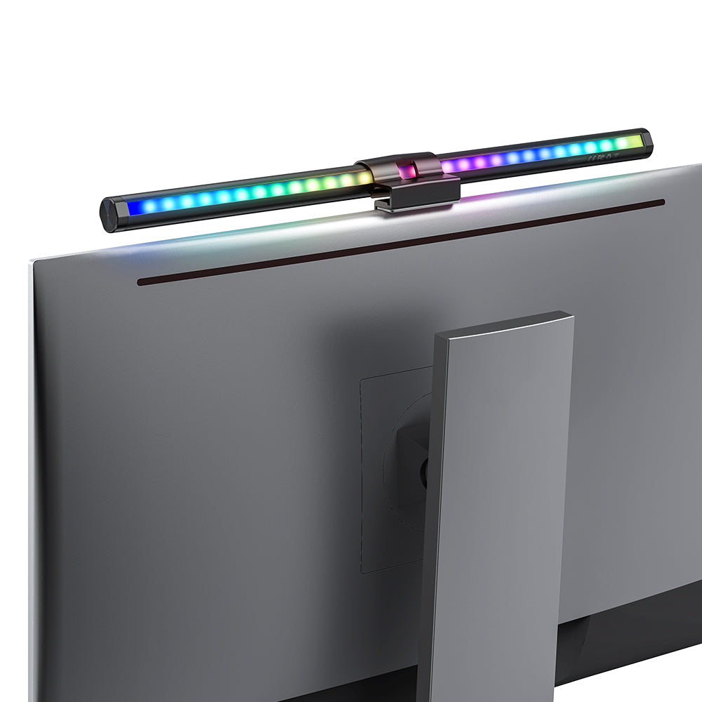 ® BW-CML2 RGB Gaming Monitor Light Bar Dual Light Source 300-1000Lux Adjustable Cool/Mix/Warm Light Color Temperature Eye Protection Anti-Glare USB E-Reading Light Touch Control for Home Office PC Computer